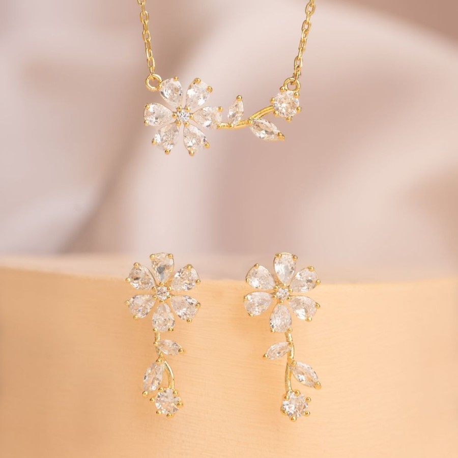 Joyas Bohoo Accesorios | Set Cristal Flower Dorado