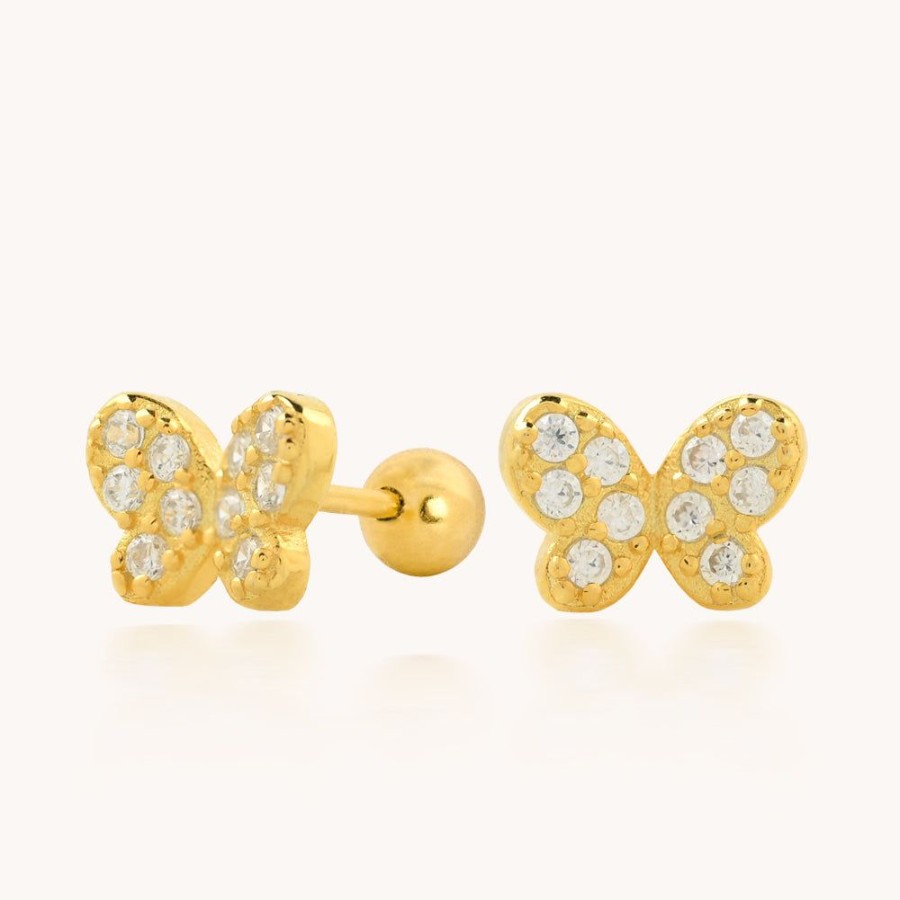 Joyas Bohoo Accesorios Todo Aretes | Arete Butterfly Dorado