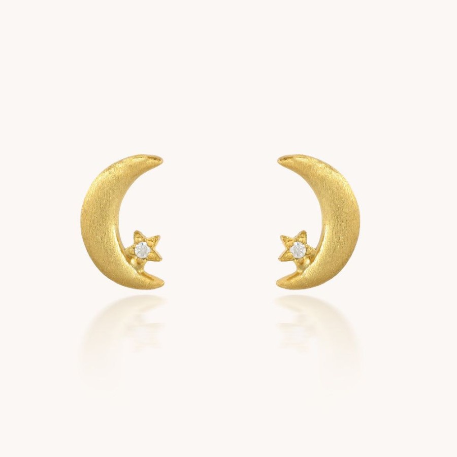 Joyas Bohoo Accesorios Todo Aretes | Aretes Little Moon Dorado