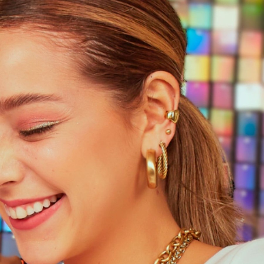 Joyas Bohoo Accesorios Todo Aretes | Aretes Shape Dorado